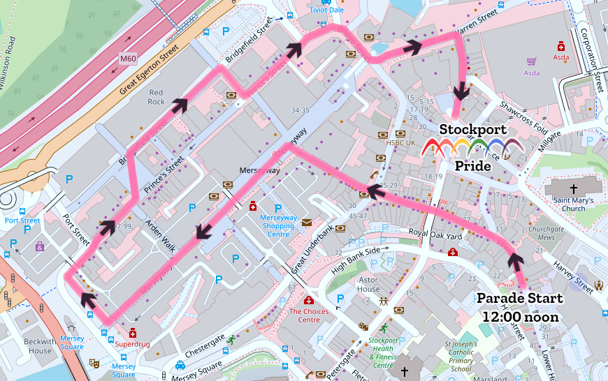 Stockport Pride Parade 2023 Route
